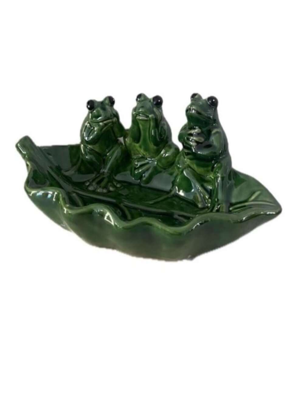 Frog Trio Leaf Bowl Bird Bath or Feeder Patio Decor Snack Bowl Catch-All Tray